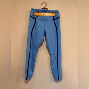 Nike One Women's High-Waisted 7/8 Leggings Blue Colorway  black side piping